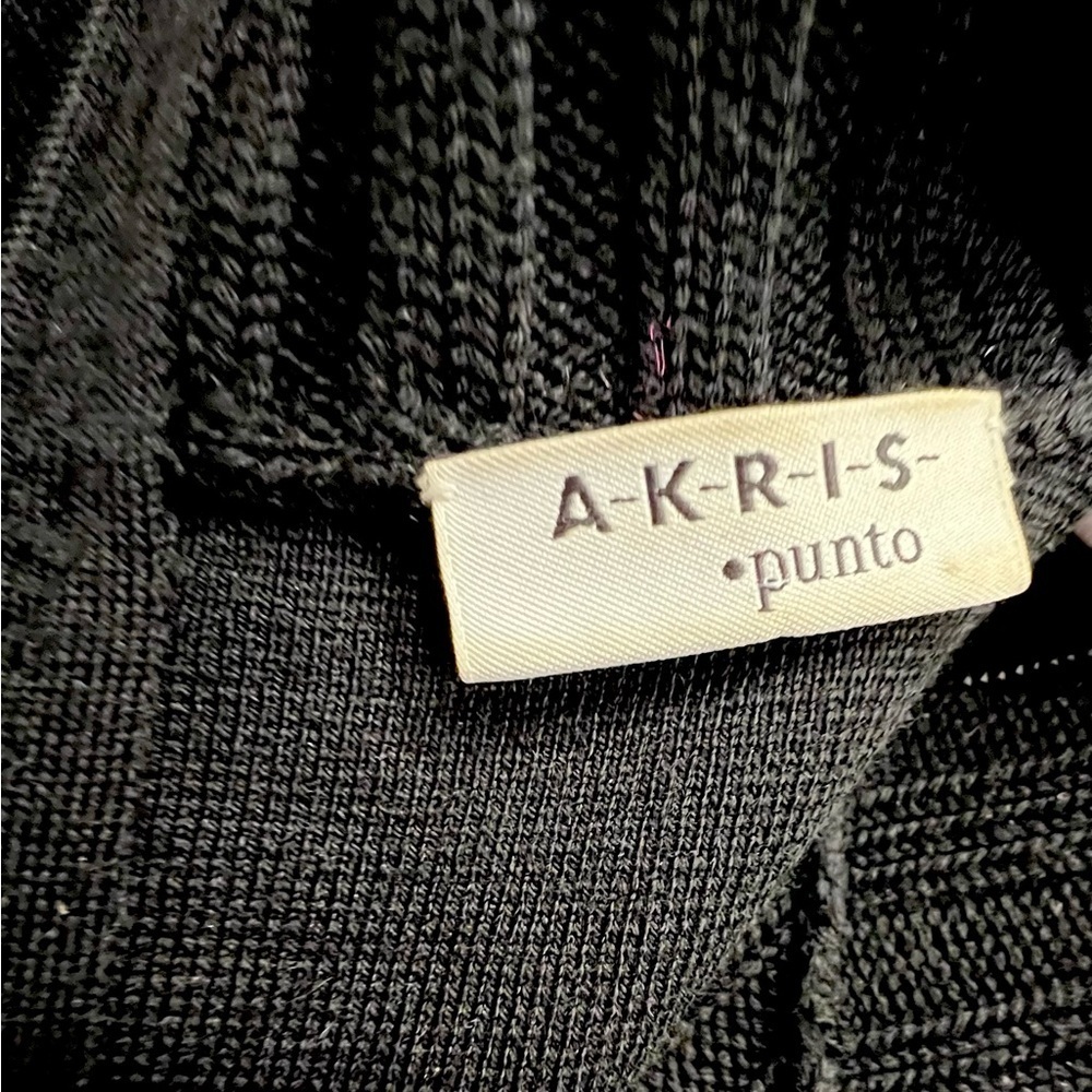 Akris Punto Wool Rib Knit Mock Neck Midi Dress Black Size 8 - Picture 11 of 12